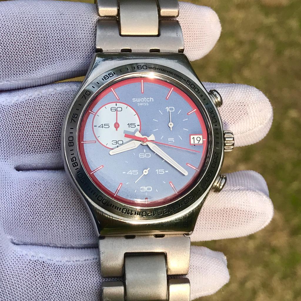 Vintage Swatch Irony YCS558 Chronograph Techymetre Swiss Made Men's Quartz Watch