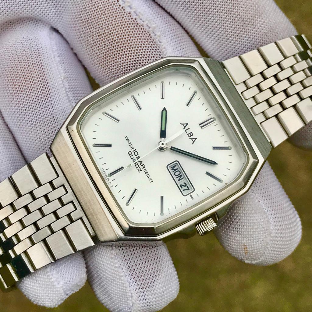 Vintage Seiko Alba JDM Silver Sunburst Dial Japan Men's Quartz Watch V733-5A30